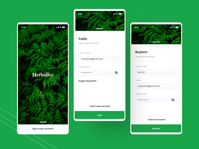 HERBALIVE - Plant Store App app branding design graphic design plantapp plantappstore plantstore plantstoreui ui ux