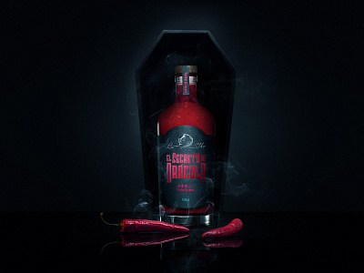 Dracula's secret bottle brand branding coffin hot spicy identity logo sauce vampire