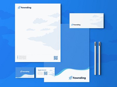 Fownding stationary argentina brand branding crowdfunding design identity logo rocket startup stationery