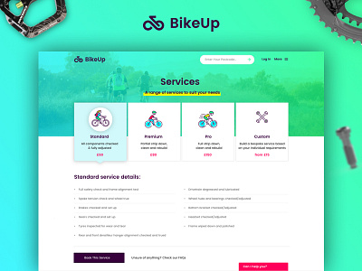 Services page for BikeUp bright colour design digital digitalimpact glasgow page web web design
