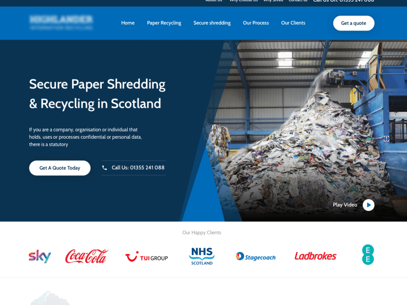 Recycling Company - Landing Page Concept Design clean design digital digitalimpact glasgow home landing recycle responsive ui ux web