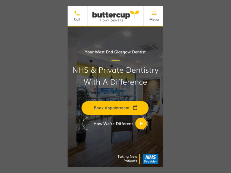 New homepage design for Buttercup