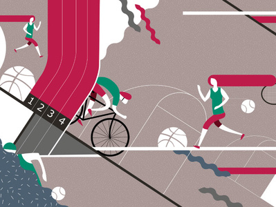 Packaging illustration basket bike cycles illustration packaging running sport