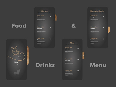 Food & Drinks Menu Design branding card design drinks food food and drinks icon illustration joise logo menu mp typography ui ux