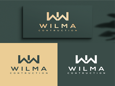 WILMA CONTRUCTION LOGO DESIGEN INSPIRATION branding contruction design gold graphic design green icon illustration logo typography ui ux vector wilma