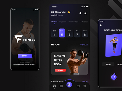 Fitness App 3d animation branding fitness graphic design gym logo motion graphics ui uiux workout
