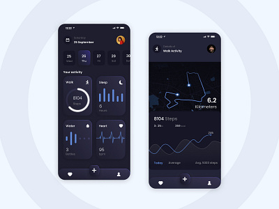 Fitness App app back calender count design fitness fitnessapp gym heart hwalth logo man maps minimul sleep uiux walk water workout workouts