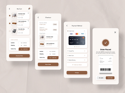 DailyUI - Checkout Page app branding brown checkout dailyui design graphic design minimaldesign mobileapp neutralcolor simple ui uiapp uidesign ux uxdesign