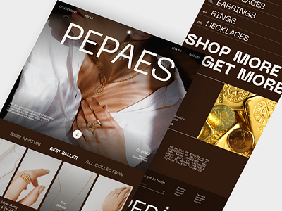 PEPAES - Jewelry Landing Page aesthetic big typo brands brutalism fashion jewelry landing page store typography ui user interface web design website