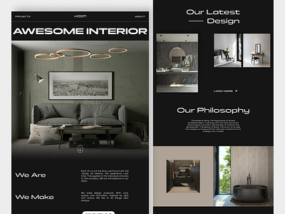 HOOM - Landing Page big typo black design interior elegant interior landing page minimaldesign minimalist studio typography ui web design website