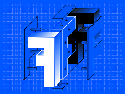 7 – F blue build explosion f grid lego letter number pieces project type vector
