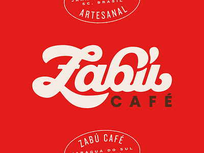 Zabú Café cat coffee drop logo script swosh type typography