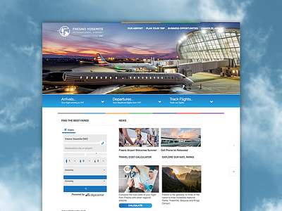Fresno Yosemite International Airport homepage layout ui