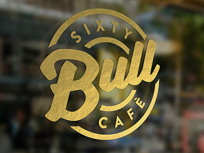 Sixty Bull Cafe branding bull bull street cafe gold leaf logo seal vintage
