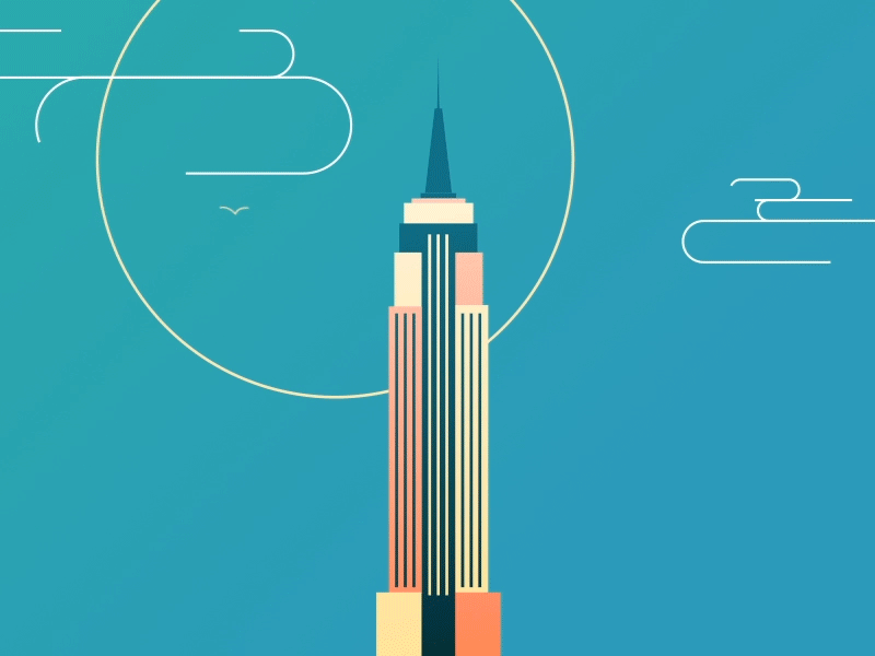 Empire State of Mind 2d animation color empire state building flat gif icon illustration motion new york palette style