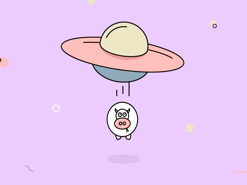 Dont have a cow.. 2d animation color cow flat gif icon illustration motion palette spaceship ufo
