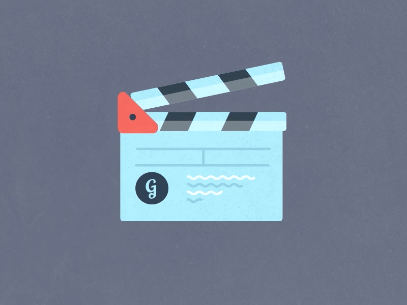 Lights, Camera... 2d animation color flat gif icon illustration motion movie slate nyc palette style
