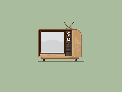 The good old days 2d color design flat old school style television tv vector wooden