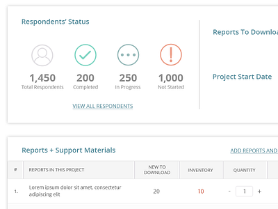 Summary page dashboard icons overview tabs ui