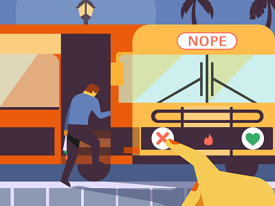 "No car? Not interested" for LA times ai bus design digital art editorial illustration illustration illustrator tinder vector