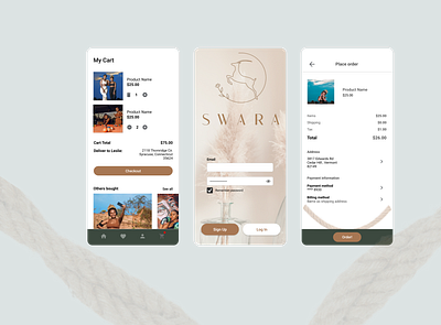 SWARA Shopping App design illustration internship juniordesigner mobiledesign ui uichallenge uidesign uiux uiuxdesign uiuxdesigner ux uxdesign