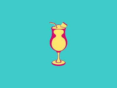 Piña Colada logo concept aquamarine cocktail coconut logo logoconcept logoconceptday logodesigner logofolio logoideas logomaker magenta pinacolada pinacoladaday pineapple rum yellow