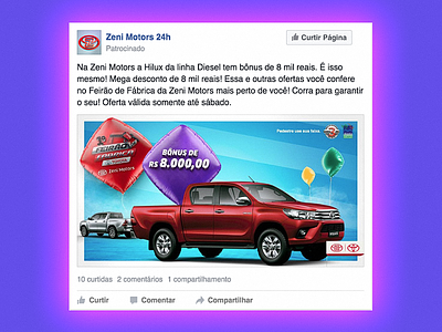 Camapanha Feirão Post Facebook Varejo Dealer baloes baloon campanha car dealer design everson hilux mayer publicidade verejo