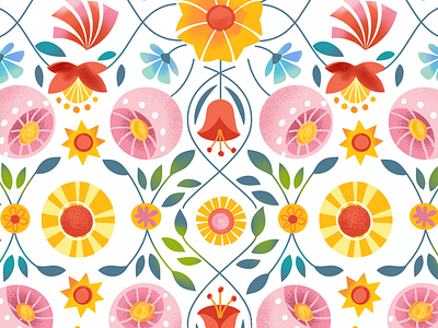 Fresh floral surface pattern floral flowers garden repeat pattern sun surface pattern tulip