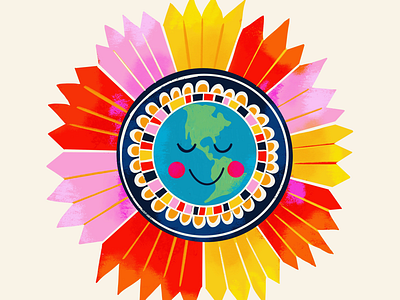 Happy Earth Day! digital drawing earth day floral folk art sunflower sunshine world