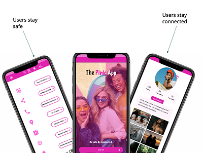The Pink App - A women safety and social media platform. agile app branding design icon logo product design typography ui ux web website