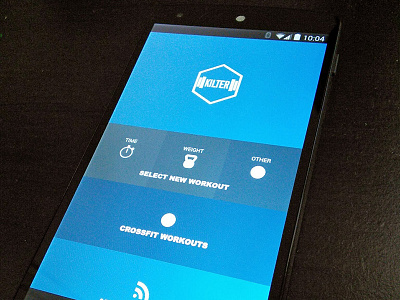 Kilter Android App Menu Screen android app blue crossfit exercise fitness kilter mobile sports workout
