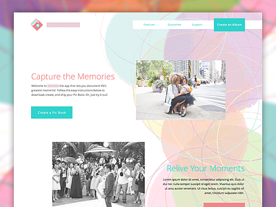 Landing Page circles colors green landing page pictures purples red website