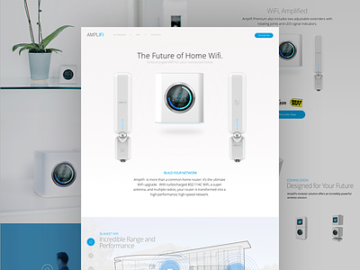 AmpliFi: Home amplifi blue marketing page product router super toy box ubiquiti white wi-fi wireless