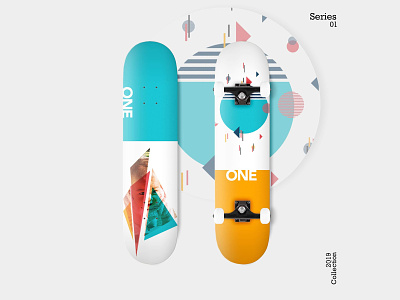 Skateboard: Skate Decks - Series 01 blue geometry orange skateboard skateboard deck