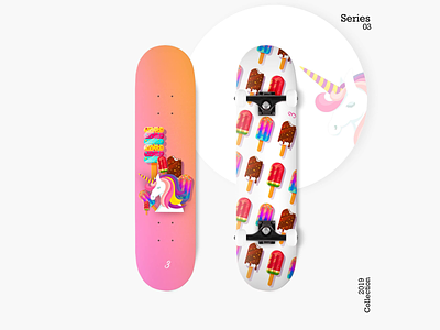 Skateboard: Skate Decks - Series 03 collection gradiant orange pink popsicle skateboard skateboard deck skateboard design unicorn