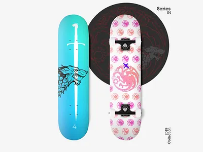 Skateboard: Skate Decks - Series 04 black blue dire wolf dragon final season game of thrones pink red skateboard skateboard deck skateboard design sword