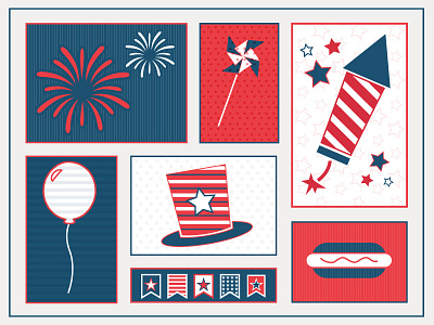 Fourth of July Illustrations flat fourth of july grid illustrations patriotic patterns red white and blue vector