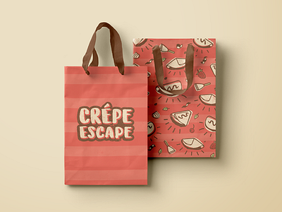 Crépe Escape Bags branding crépes illustration logo new york pattern restaurant branding typography