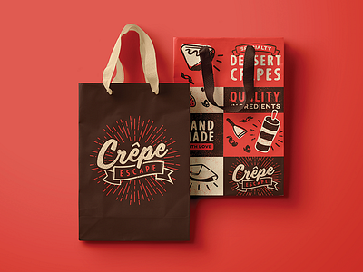 Crépe Escape Bags bag design branding crepe branding creperie crepes identity illustration logo restaurant branding