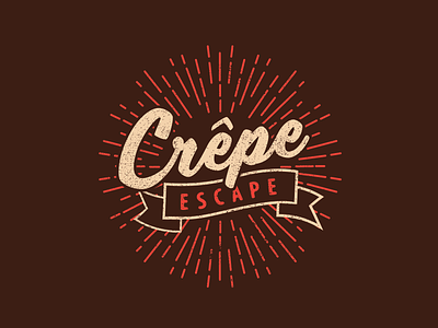Crepe Escape Logo badge branding burst crepe creperie hudson valley logo new york small business texture typography upstate new york