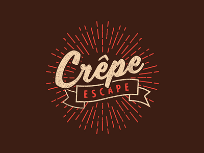 Crepe Escape Logo badge branding burst crepe creperie hudson valley logo new york small business texture typography upstate new york