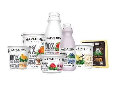 Maple Hill Creamery Family Shot dairy grass fed kefir maple hill creamery organic packaging packaging design rebrand yogurt