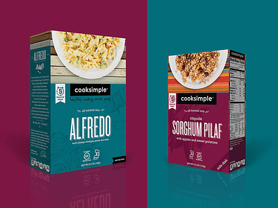 Cooksimple Packaging all natural boxed meals branding cook simple food healthy illustrations meals packaging pasta patterns risotto