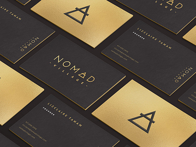 Nomad Business Cards 2 branding business cards geometric geometry logo logotype luxury metallic millennial nomad travel typography
