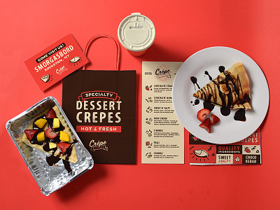 Crepe Escape Branding bag branding crepe dessert hudson valley illustration menu pattern restaurant branding typography