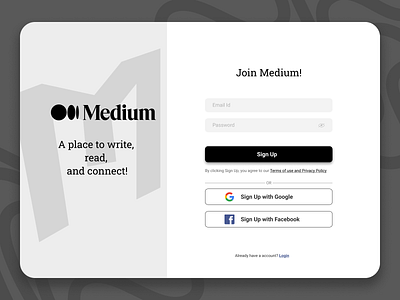Sign up page redesign - Medium elements of design medium sign up sign up page redesign ui design ux design ux principles uxui design