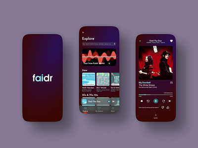 Faidr Radio App app audio mobile streaming ui ux design visual design
