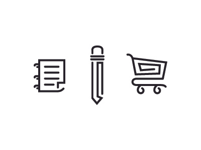 lil icons cart notepad pencil shopping