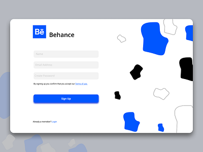 Behance signup page