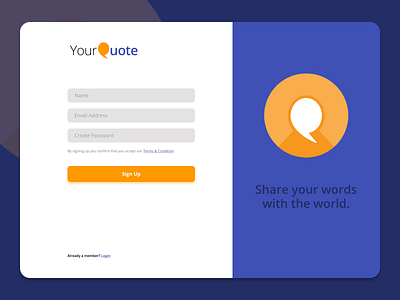 Your Quote Sign Up Page app branding design design shift figma illustration sign up page ui vector website your quote